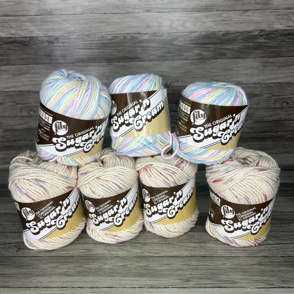 Lily Sugar 'n Cream Yarn Potpourri Ombre Skein Cotton 2 oz 4 Ply Pretty Pastels